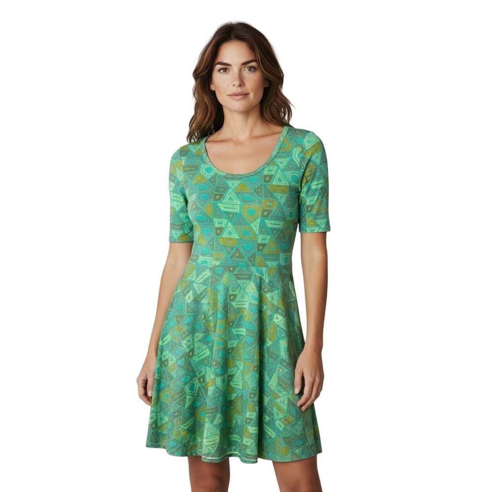 LuLaRoe Nicole Dress Women M Art Green Geometric Triangle Fit Flare
Whimsigoth